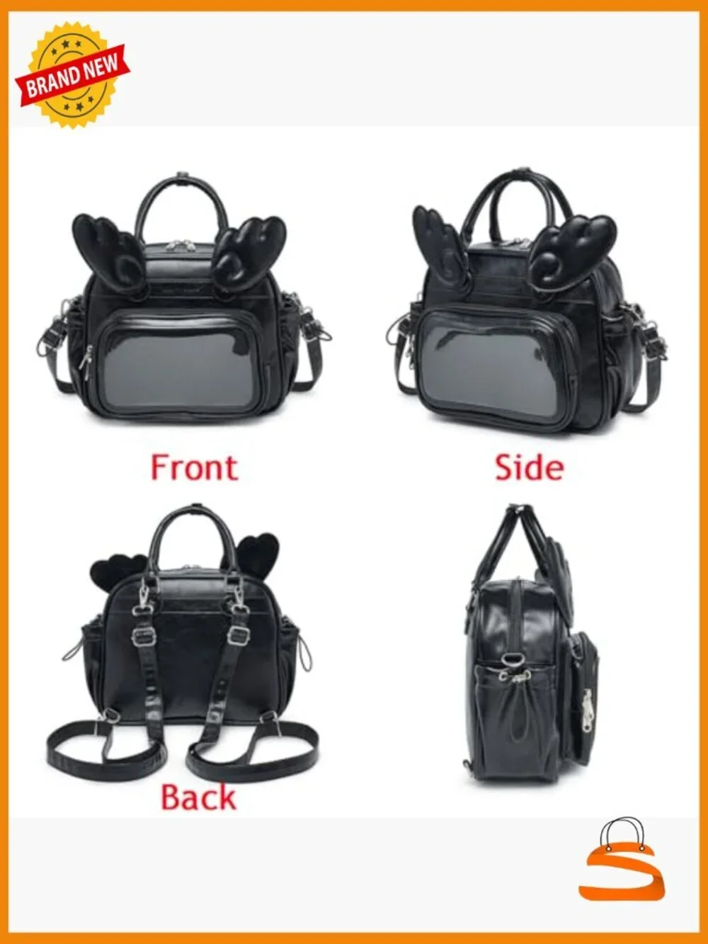 Y2K Angel Wing Ita Bag - 3-in-1 Convertible Crossbody, Backpack & Handbag for